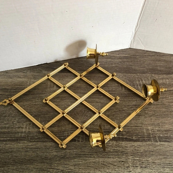 Accordion Style Brass  Candle Wall Sconce - Picture 3 of 6
